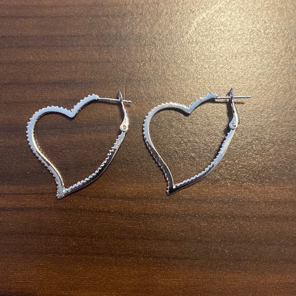 Sterling silver heart hoops